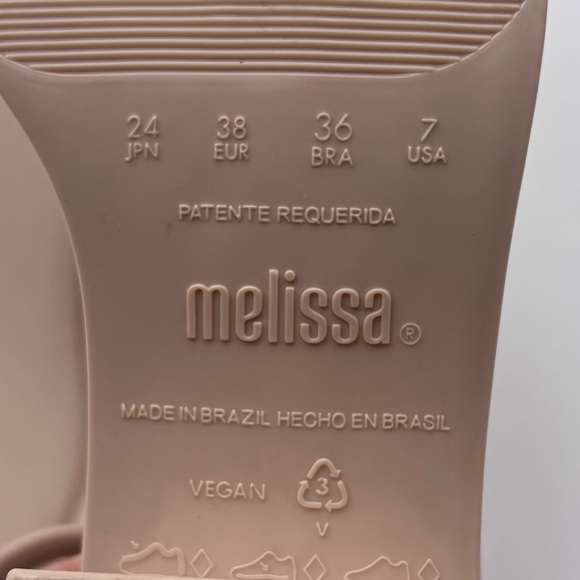 Melissa Shiny Ankle Strap Sandals size US 7 pink beige low block heel rhinestone - Picture 9 of 9